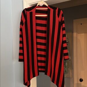 Honeyme Red and Black Striped Cardigan